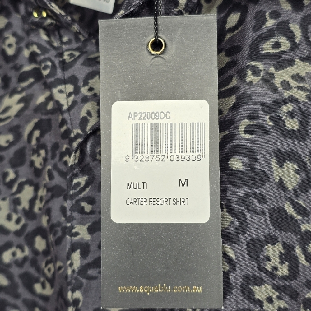 Aqua Blu Carter Resort Shirt Size M Cotton and Silk Blend - Picture 7 of 15